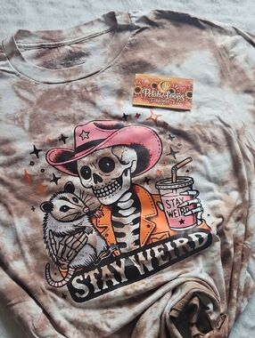 Stay Weird Tie-Dye Graphic Tee - Pink & Orange